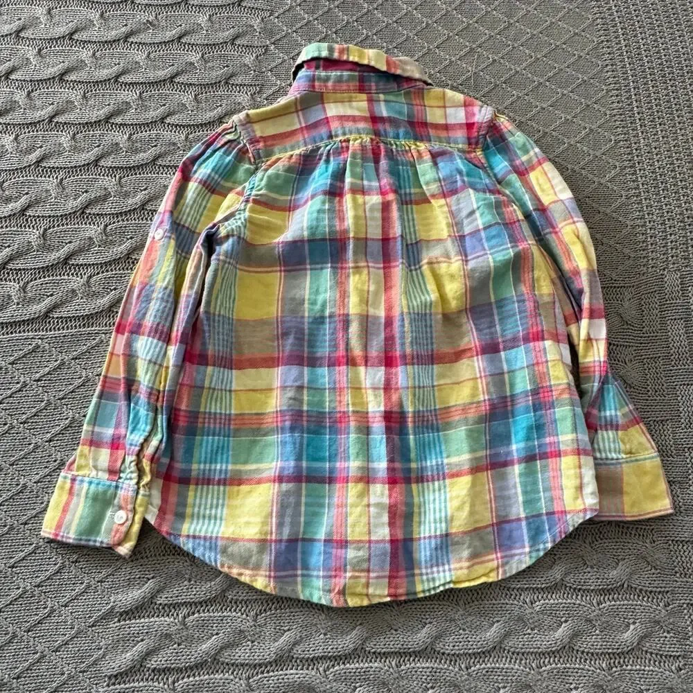 Ralph Lauren Pastel Plaid Ruffled Button Down ~ 5